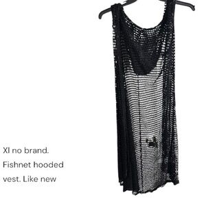 Black Fishnet Hooded Vest